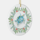 Zee met kerstsierschildpad voor paren keramisch ornament (Rechts)