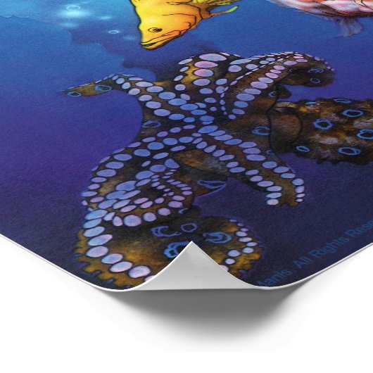 Zee met mermaid Riding Turtle Poster (Hoek)