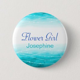 Zee met schilfers Blauw meisje met blauwe tintje / Ronde Button 5,7 Cm