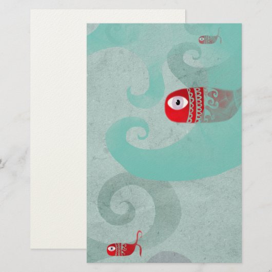 Zee met witte elegantie briefpapier (Voorkant / Achterkant)