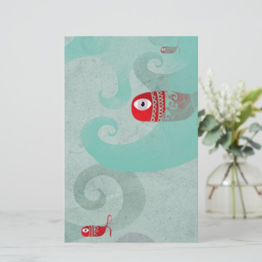 Zee met witte elegantie briefpapier (Staand voorkant)