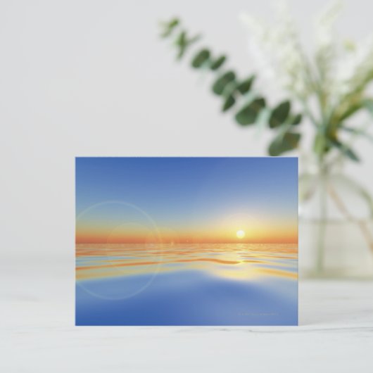Zee met zon briefkaart (Staand voorkant)
