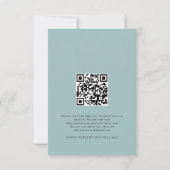 Zee Mist Blauwgroen White Florals QR Code Weddensc RSVP Kaartje (Achterkant)