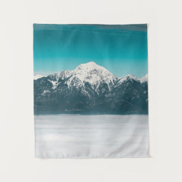 Zee mist onder de berg wandkleed