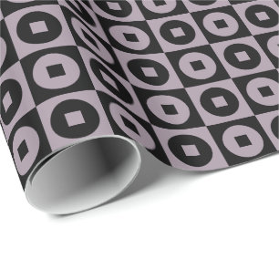 Zee Mist Paars en Zwarte Vierkante Cirkel Cadeaupapier