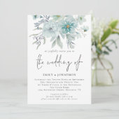 Zee Mist Waterverf Florals QR Code Weddenschap Kaart (Staand voorkant)