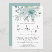 Zee Mist Waterverf Florals QR Code Weddenschap Kaart (Voorkant / Achterkant)