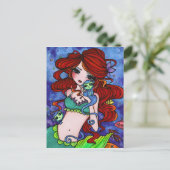 Zee Monkey Mermaid Fantasy Marine Art Briefkaart (Staand voorkant)