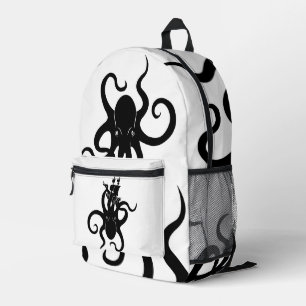 Zee Monster Blue en Black Kraken met schip Bedrukte Rugzak