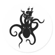 Zee Monster Blue en Black Kraken met schip