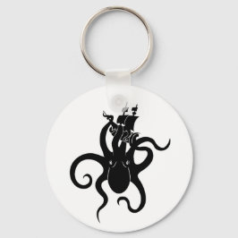 Zee Monster Blue en Black Kraken met schip Sleutelhanger