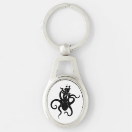Zee Monster Blue en Black Kraken met schip Sleutelhanger