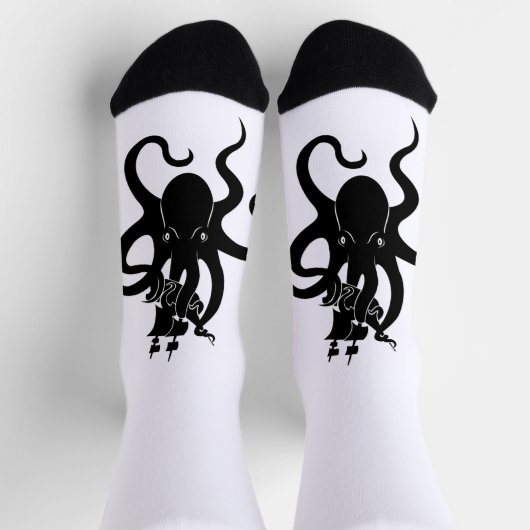 Zee Monster Blue en Black Kraken met schip Sokken (Top)