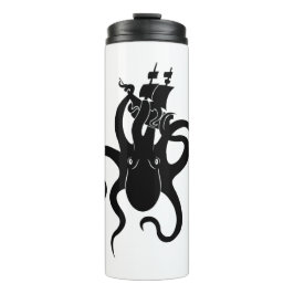 Zee Monster Blue en Black Kraken met schip Thermosbeker