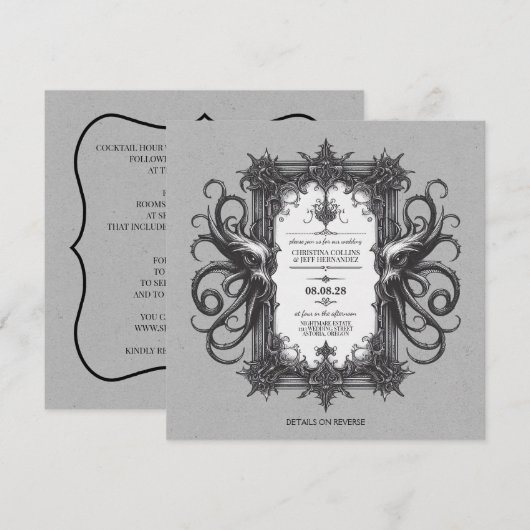 Zee Monster huwelijksuitnodiging Kaart (Voorkant / Achterkant)