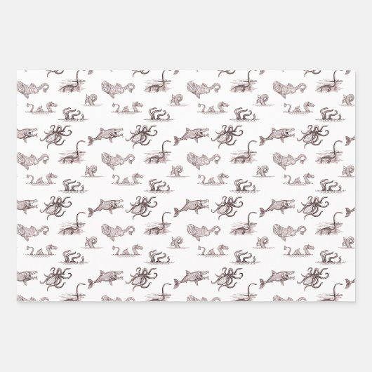 Zee monster line kunst Inpakpapier Vel (Voorkant 2)