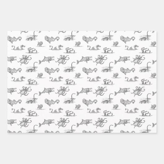 Zee monster line kunst Inpakpapier Vel (Voorkant)