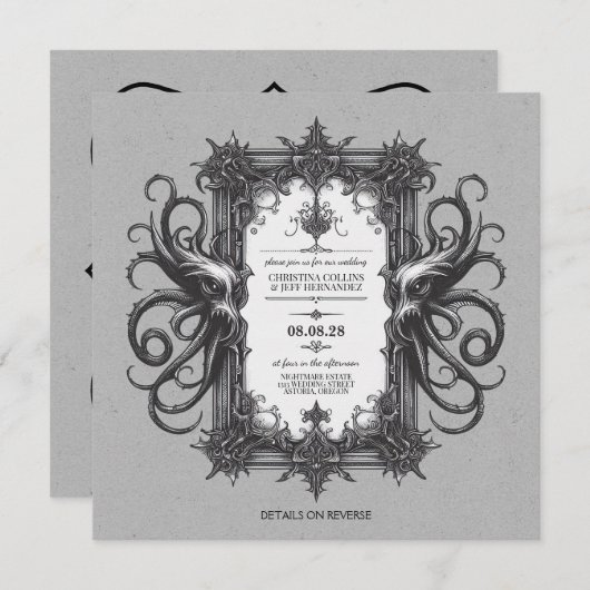 Zee Monster met QR Code Huwelijksuitnodiging Kaart (Voorkant / Achterkant)