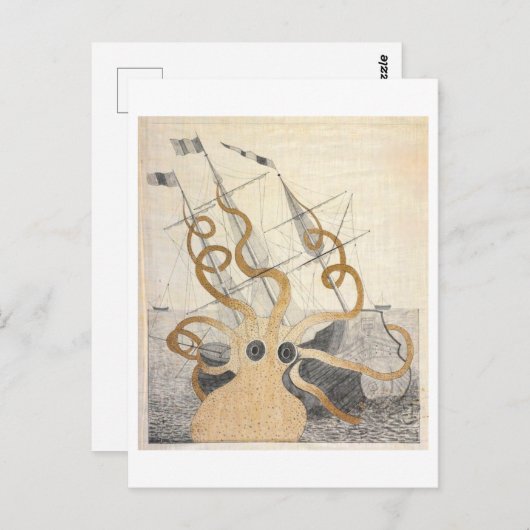  Zee Monster Octopus Briefkaart (Voorkant / Achterkant)