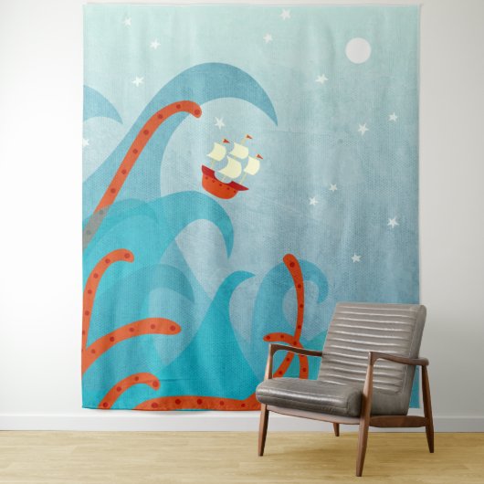 Zee Monster Sailing Wandkleed (In situ)