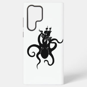 Zee Monster Zwart en Witte Kraken met Schip Samsung Galaxy Hoesje