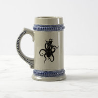 Zee Monster Zwart-wit Kraken met Schip