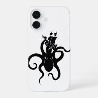 Zee Monster Zwart-Wit Kraken met Schip