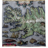 Zee Monsters van IJsland 1585 Map Douchegordijn (Voorkant)