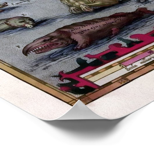 Zee Monsters van IJsland 1585 Map Poster (Hoek)