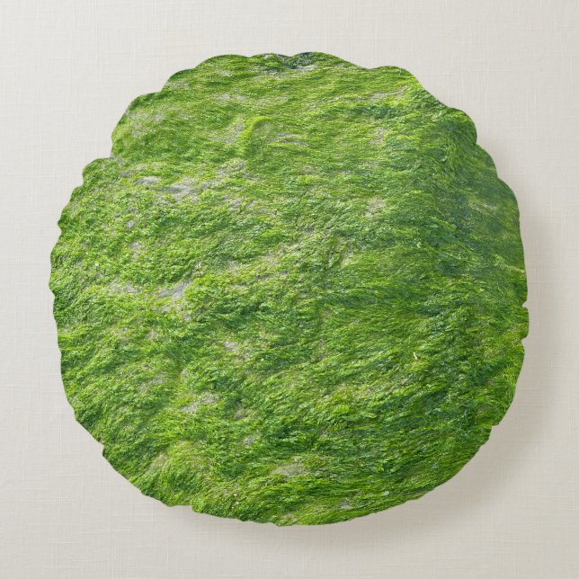 Zee Mos Groen Natuur Grass Beach Nautisch Rond Kussen (Voorkant)