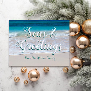 Zee n Groeten Strand Kerst Ansichtkaart Briefkaart