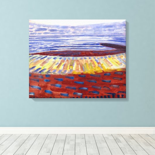Zee na zonsondergang | Piet Mondrian | Canvas Afdruk (Insitu (Houten vloer))