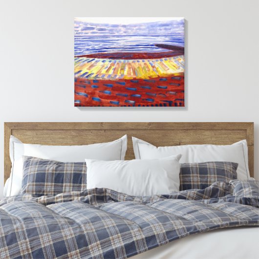 Zee na zonsondergang | Piet Mondrian | Canvas Afdruk (Insitu (Slaapkamer))