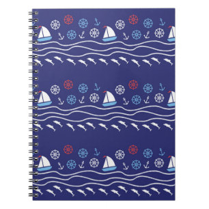 Zee naadloos patroon.  illustratie.  notitieboek