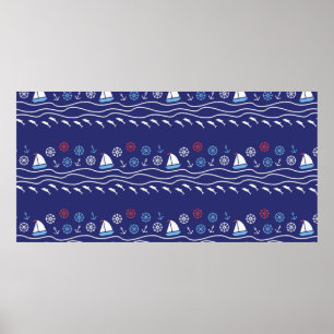 Zee naadloos patroon.  illustratie.  poster