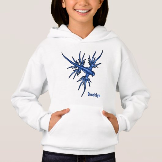 Zee naaktslak blauwe drakenillustratie (Voorkant)