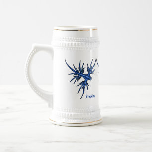 Zee naaktslak blauwe drakenillustratie bierpul