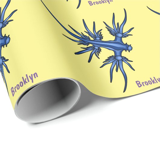 Zee naaktslak blauwe drakenillustratie cadeaupapier (Rol Hoek)