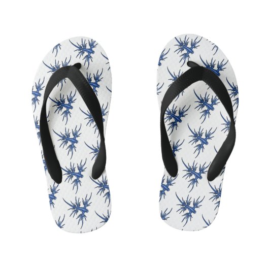 Zee naaktslak blauwe drakenillustratie kinder teenslippers (Voetbed)