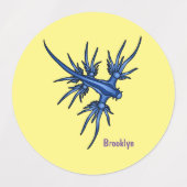 Zee naaktslak blauwe drakenillustratie labels (Design 2)