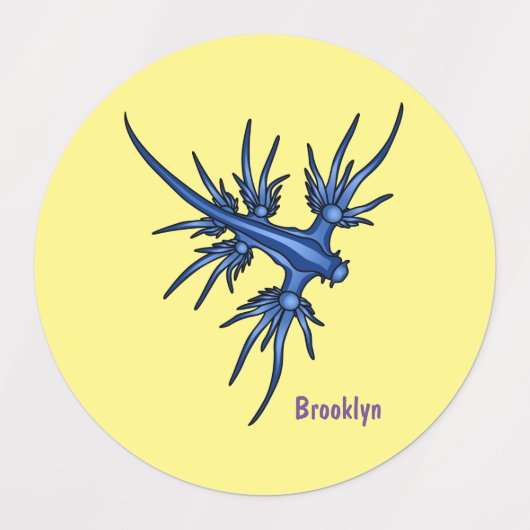 Zee naaktslak blauwe drakenillustratie labels (Design 2)