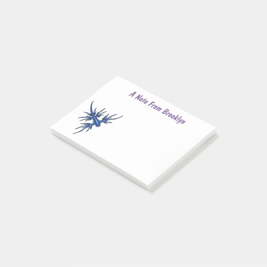 Zee naaktslak blauwe drakenillustratie post-it® notes (Schuin)