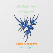 Zee naaktslak blauwe drakenillustratie raamsticker (Vel)