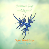 Zee naaktslak blauwe drakenillustratie raamsticker (Vel 3)