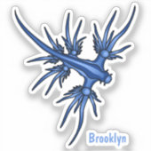 Zee naaktslak blauwe drakenillustratie sticker (Voorkant)