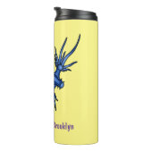 Zee naaktslak blauwe drakenillustratie thermosbeker (Geroteerd rechts)