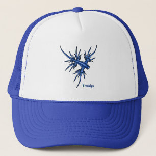 Zee naaktslak blauwe drakenillustratie trucker pet