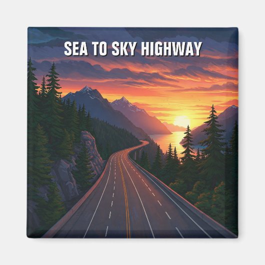 Zee naar Sky Highway Vancouver Canada Sunset Trave Magneet (Voorkant)