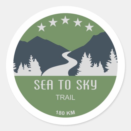 Zee naar Sky Trail British Columbia Ronde Sticker (Voorkant)