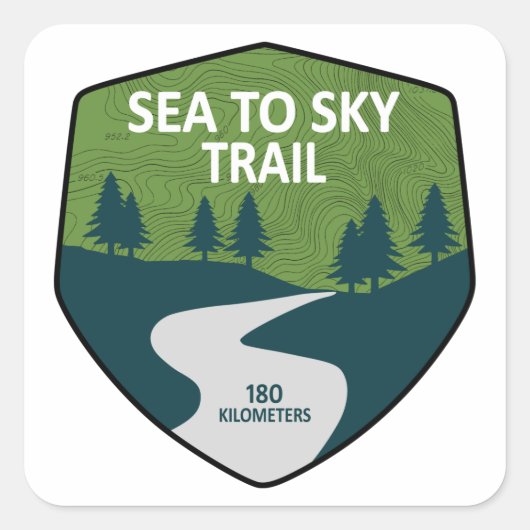 Zee naar Sky Trail British Columbia Vierkante Sticker (Voorkant)